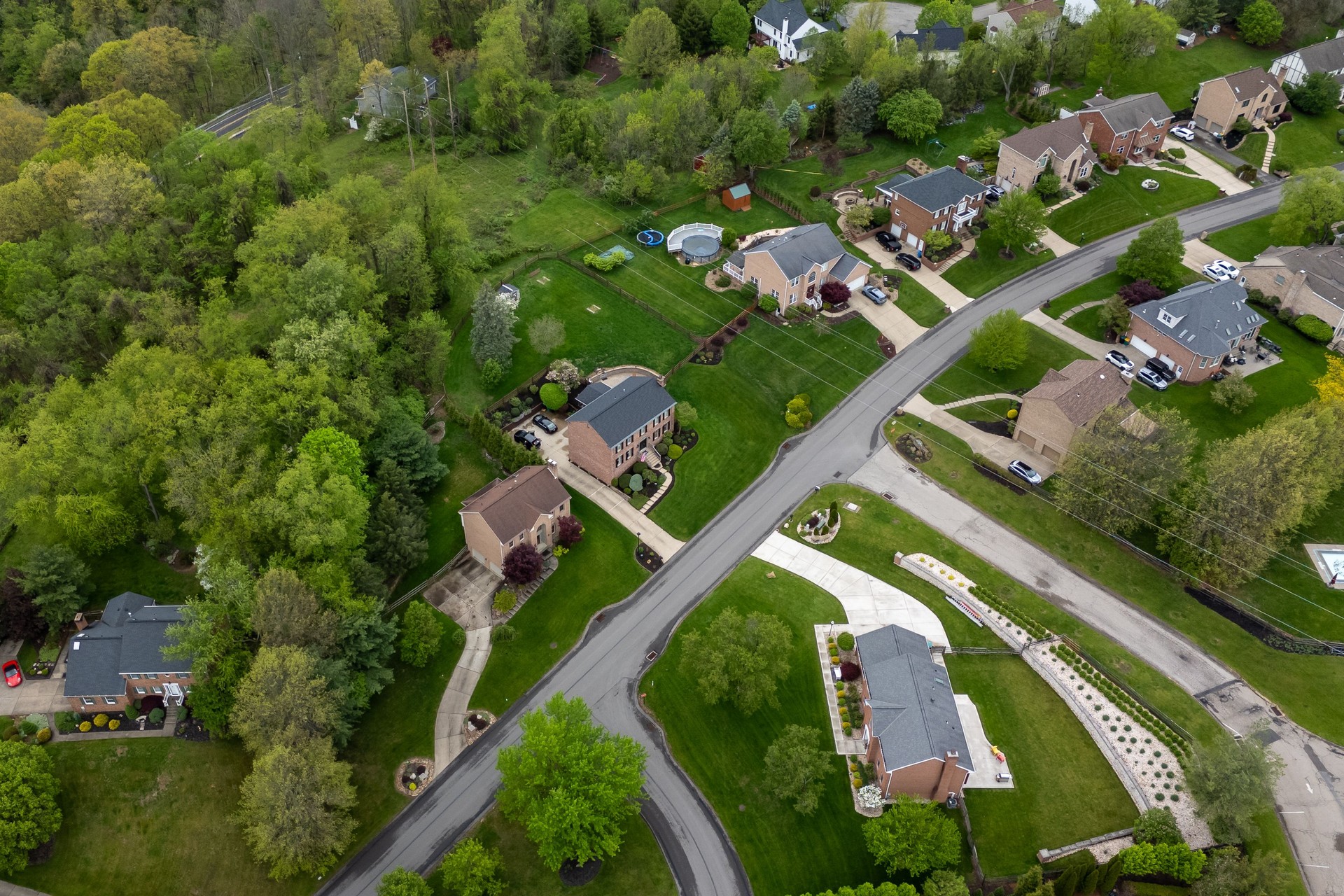 Aerial view of residential neighborhood in Edmonton, Alberta.