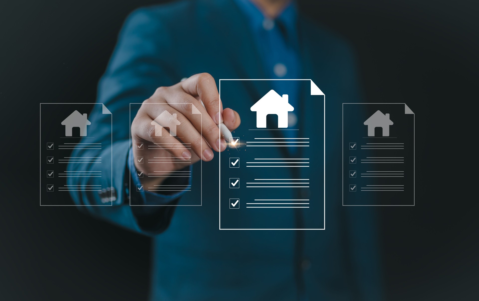 Real estate analysis and checklist for business management concepts, mortgage loans, home insurance, and real property. Buy and sell houses and real estate online as part of the real estate business.